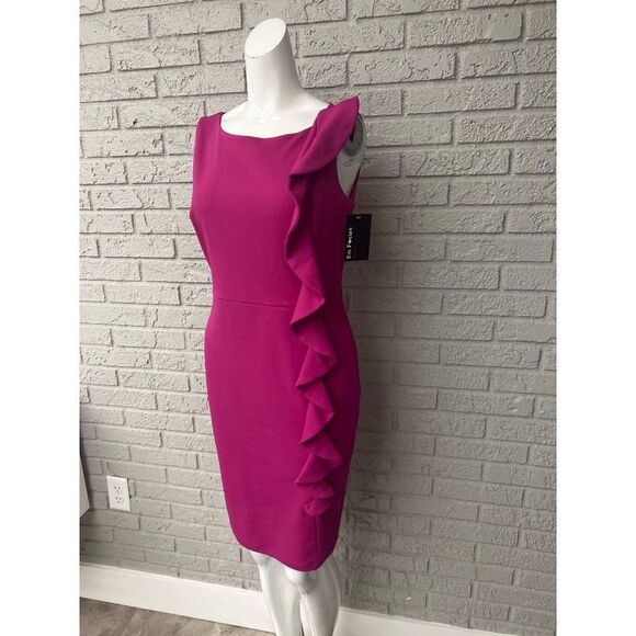 Enfocus Studio Pink Side Ruffle Dress Size 6 - Picture 3 of 7
